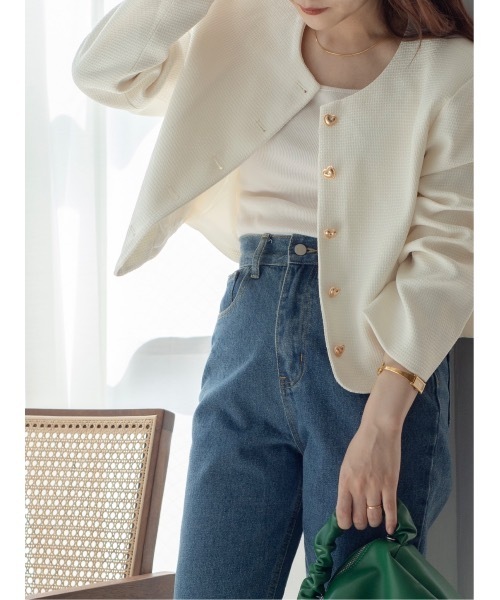 JUMELLE(ジュメロ)の「ツイードショートジャケット(ノーカラージャケット・レディース・ホワイト/ブラック・FREE)」の22枚目の写真