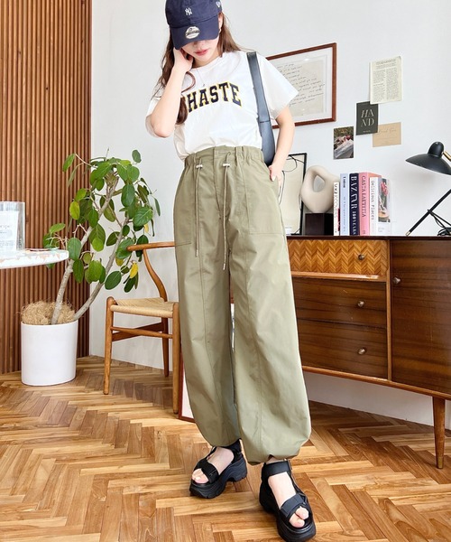 AMOMENTO アモーメント　ドロスト付きパンツ セール】【AMOMENTO / アモーメント】ドロストデニムスウェット