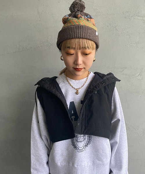 halo commodity（ハロ　コモディティー）の「[HALO COMMODITY/ハロ コモディティー] OTTER WATCH ボンボンニットキャップ（ニットキャップ/ビーニー・レディース・グレー/モカ・F）」の8枚目の写真