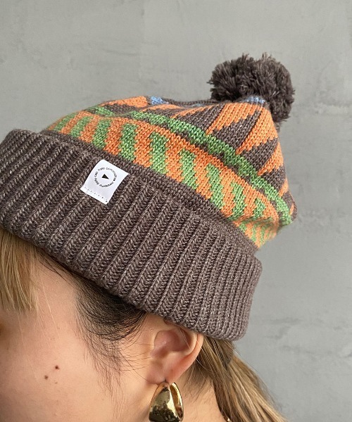 halo commodity（ハロ　コモディティー）の「[HALO COMMODITY/ハロ コモディティー] OTTER WATCH ボンボンニットキャップ（ニットキャップ/ビーニー・レディース・グレー/モカ・F）」の9枚目の写真