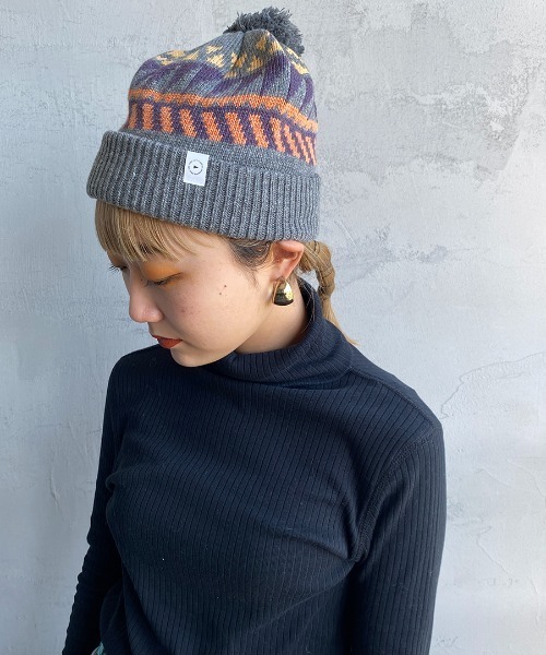 halo commodity（ハロ　コモディティー）の「[HALO COMMODITY/ハロ コモディティー] OTTER WATCH ボンボンニットキャップ（ニットキャップ/ビーニー・レディース・グレー/モカ・F）」の12枚目の写真