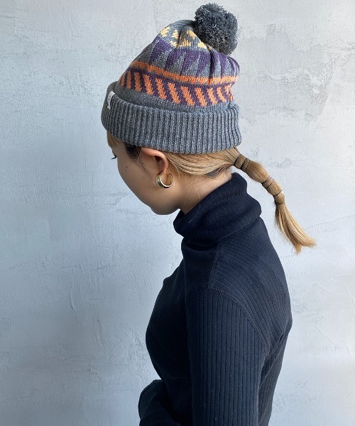 halo commodity（ハロ　コモディティー）の「[HALO COMMODITY/ハロ コモディティー] OTTER WATCH ボンボンニットキャップ（ニットキャップ/ビーニー・レディース・グレー/モカ・F）」の13枚目の写真