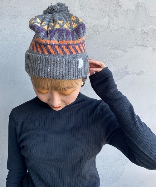 halo commodity（ハロ　コモディティー）の「[HALO COMMODITY/ハロ コモディティー] OTTER WATCH ボンボンニットキャップ（ニットキャップ/ビーニー・レディース・グレー/モカ・F）」の11枚目の写真