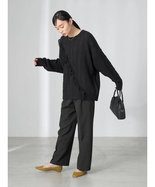 earth music&ecology（アースミュージックアンドエコロジー）の「ハイウエスト2タックパンツ（その他パンツ・レディース・ブルー系その他7/ブラック/アイボリー/ライトピンク/ベージュ・S/M）」の13枚目の写真