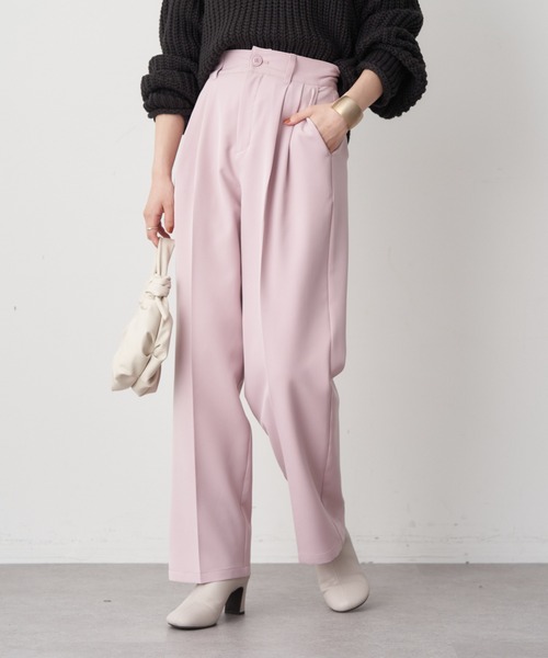 earth music&ecology（アースミュージックアンドエコロジー）の「ハイウエスト2タックパンツ（その他パンツ・レディース・ブルー系その他7/ブラック/アイボリー/ライトピンク/ベージュ・S/M）」の5枚目の写真