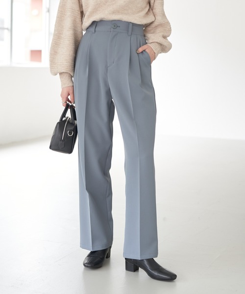 earth music&ecology（アースミュージックアンドエコロジー）の「ハイウエスト2タックパンツ（その他パンツ・レディース・ブルー系その他7/ブラック/アイボリー/ライトピンク/ベージュ・S/M）」の4枚目の写真