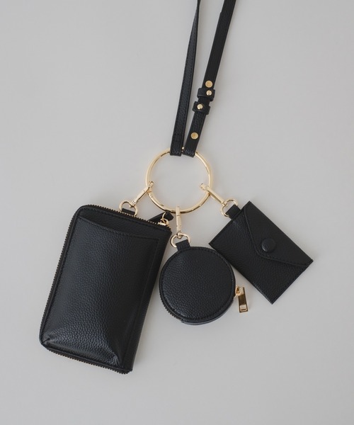 OUVRAGE CLASSE（ウヴラージュクラス）の「3連スマホショルダーポシェット（ショルダーバッグ・レディース・ブラック/ベージュ・FREE）」の2枚目の写真
