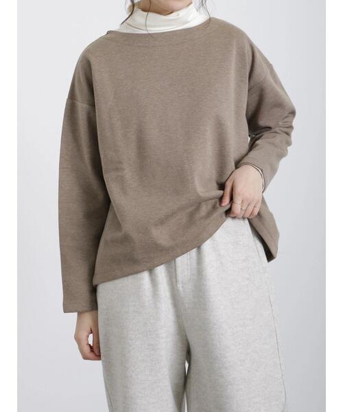 Samansa Mos2 blue（サマンサモスモスブルー）の「裏起毛ダンボールニットプルオーバー（Tシャツ/カットソー・レディース・ブラック/モカ/キナリ・ﾌﾘ-）」の4枚目の写真