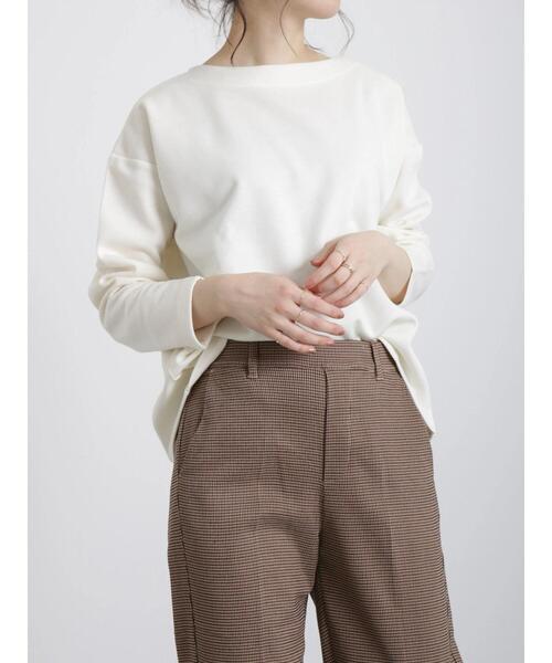 Samansa Mos2 blue（サマンサモスモスブルー）の「裏起毛ダンボールニットプルオーバー（Tシャツ/カットソー・レディース・ブラック/モカ/キナリ・ﾌﾘ-）」の14枚目の写真