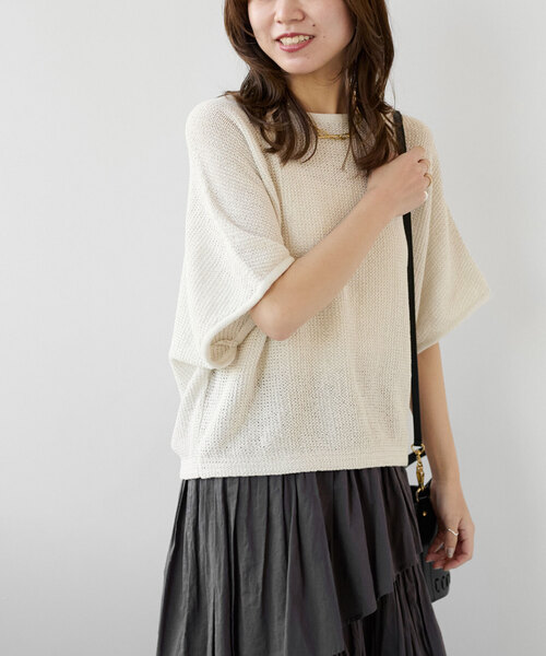 JOURNAL STANDARD relume（ジャーナルスタンダード　レリューム）の「テープヤーンドルマンプルオーバー（ニット/セーター・レディース・チャコールグレー/アイボリー/ブルー・FREE）」の5枚目の写真