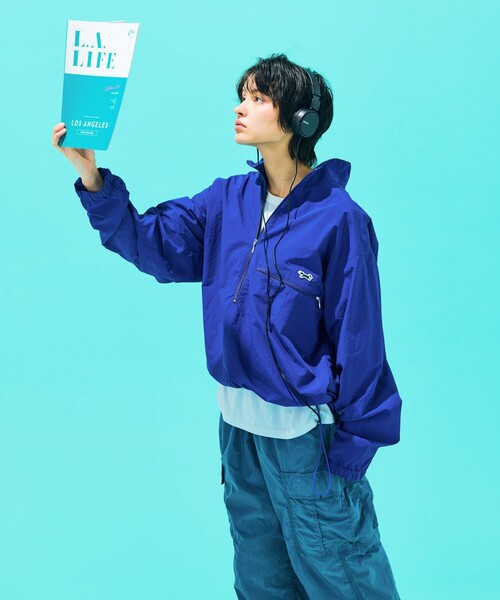 TOWNCRAFT（タウンクラフト）の「TOWN CRAFT/タウンクラフト 別注 スタンドハーフジップ（ナイロンジャケット・メンズ・ベージュ/イエロー/ブルー/ブラック/グレー・MEDIUM/LARGE）」の16枚目の写真