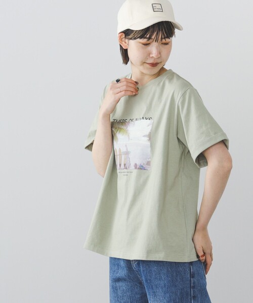 BEAMS HEART(ビームスハート)の「BEAMS HEART / ビーチフォト プリントTシャツ(Tシャツ/カットソー・レディース・オフホワイト/ブラック/ピンク系その他/グリーン系その他・FREE)」の20枚目の写真