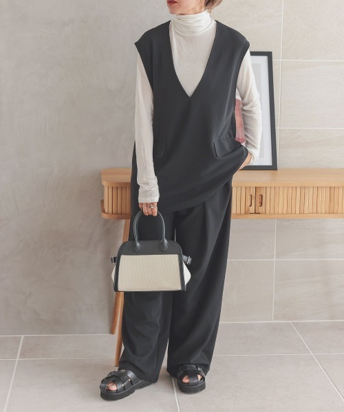 DONOBAN（ドノバン）の「【pufe】Vネック ベスト（ベスト・レディース・ブラック/アイボリー/グレイッシュベージュ・F）」の4枚目の写真