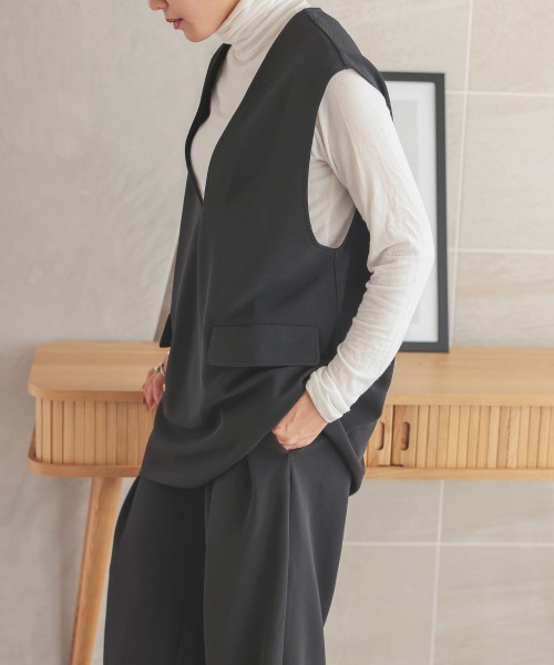 DONOBAN（ドノバン）の「【pufe】Vネック ベスト（ベスト・レディース・ブラック/アイボリー/グレイッシュベージュ・F）」の17枚目の写真