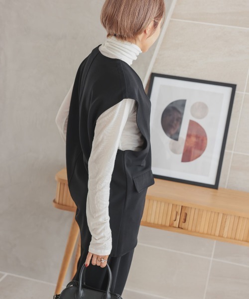 DONOBAN（ドノバン）の「【pufe】Vネック ベスト（ベスト・レディース・ブラック/アイボリー/グレイッシュベージュ・F）」の22枚目の写真