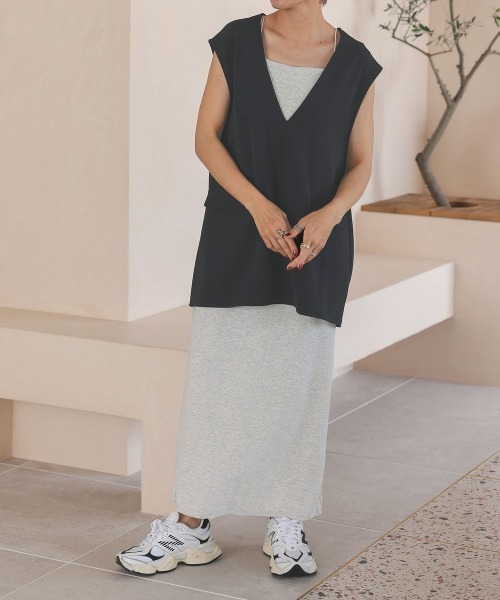 DONOBAN（ドノバン）の「【pufe】Vネック ベスト（ベスト・レディース・ブラック/アイボリー/グレイッシュベージュ・F）」の12枚目の写真