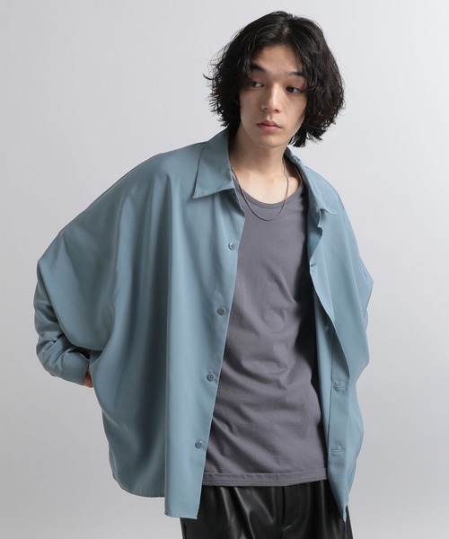 HARE（ハレ）の「ドルマンBIGシャツ(HARE)（シャツ/ブラウス・メンズ・グリーン/ブラック/ブルー/オフホワイト・MEDIUM/SMALL）」の4枚目の写真