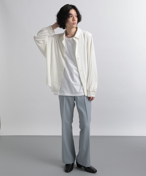 HARE（ハレ）の「ドルマンBIGシャツ(HARE)（シャツ/ブラウス・メンズ・グリーン/ブラック/ブルー/オフホワイト・MEDIUM/SMALL）」の5枚目の写真