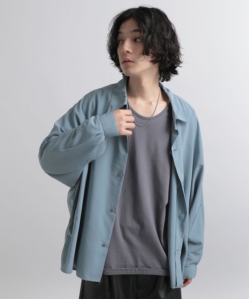 HARE（ハレ）の「ドルマンBIGシャツ(HARE)（シャツ/ブラウス・メンズ・グリーン/ブラック/ブルー/オフホワイト・MEDIUM/SMALL）」の11枚目の写真