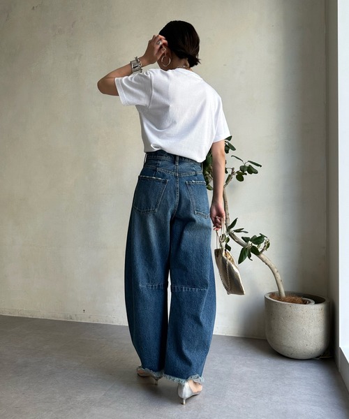 DouDou（ドゥドゥ）の「C'EST LA VIE フロッキーロゴTEE（Tシャツ/カットソー・レディース・ホワイト/ホワイト系その他/チャコールグレー・FREE）」の17枚目の写真