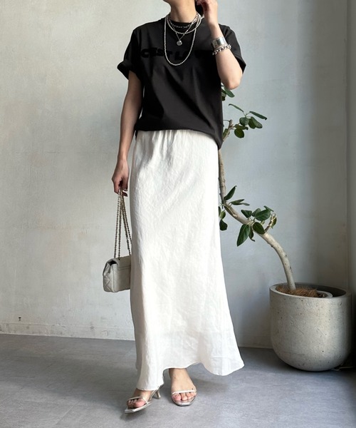 DouDou（ドゥドゥ）の「C'EST LA VIE フロッキーロゴTEE（Tシャツ/カットソー・レディース・ホワイト/ホワイト系その他/チャコールグレー・FREE）」の22枚目の写真