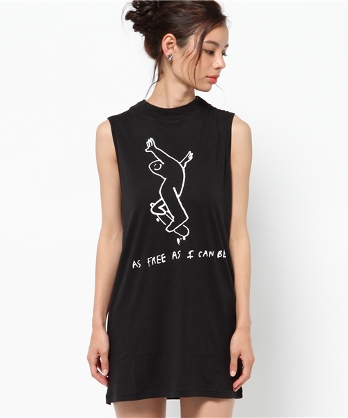 SLY（スライ）の「MARK GONZALES×SLY ハイネックOP（ワンピース・レディース・ブラック/ホワイト/トップグレー・1/2）」の6枚目の写真