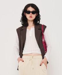 TINA：JOJUN（ティーナジョジュン）の「クリアボタン ヘンリーネックカットソー TINA：JOJUN（Tシャツ/カットソー）」