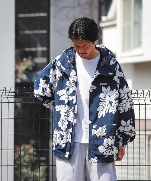 Columbia PFG フラワーパターン ジャケット ネイビー/ホワイト Columbia（コロンビア）の「Columbia PFG × BEAMS / 別注 LOGRIVER II