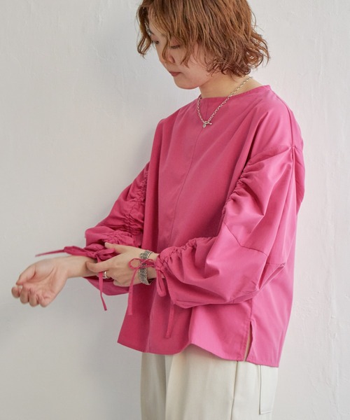 notch.(ノッチ)の「ドロストバルーンブラウス(シャツ/ブラウス・レディース・オフホワイト/ローズ/ネイビー・M)」の18枚目の写真