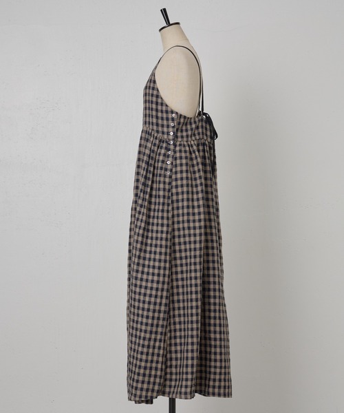 BEARDSLEY（ビアズリー）の「リネンギンガムキャミワンピ（ワンピース・レディース・グレー・FREE）」の11枚目の写真