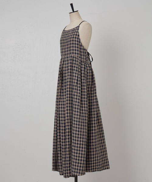 BEARDSLEY（ビアズリー）の「リネンギンガムキャミワンピ（ワンピース・レディース・グレー・FREE）」の18枚目の写真