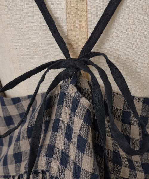 BEARDSLEY（ビアズリー）の「リネンギンガムキャミワンピ（ワンピース・レディース・グレー・FREE）」の3枚目の写真