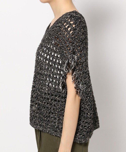 LEPSIM（レプシィム）の「3ゲージフリンジメッシュプルオーバー 195461（ニット/セーター・レディース・ブラック/キナリ・FREE）」の14枚目の写真