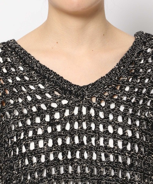 LEPSIM（レプシィム）の「3ゲージフリンジメッシュプルオーバー 195461（ニット/セーター・レディース・ブラック/キナリ・FREE）」の16枚目の写真