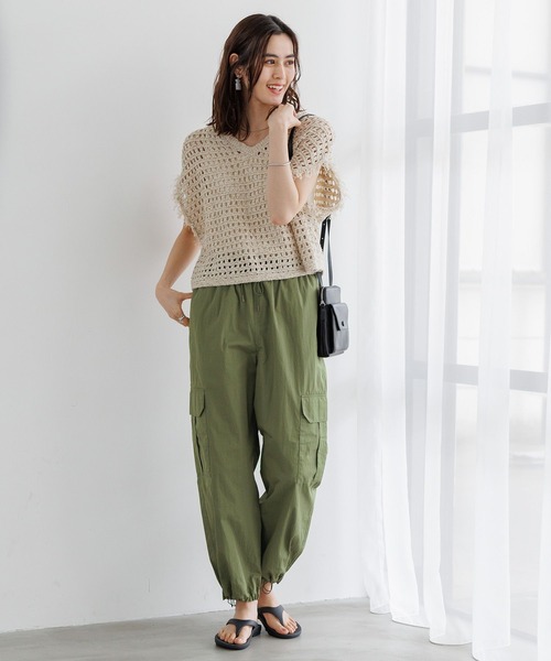 LEPSIM（レプシィム）の「3ゲージフリンジメッシュプルオーバー 195461（ニット/セーター・レディース・ブラック/キナリ・FREE）」の10枚目の写真