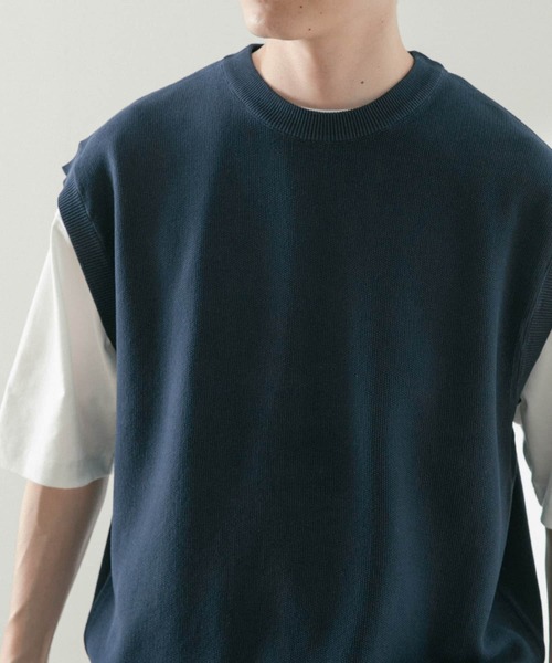 ITEMS URBANRESEARCH（アイテムズ アーバンリサーチ）の「マシンウォッシャブル リネンタッチニットベスト（ベスト・メンズ・ベージュ/ネイビー/ブラック・MEDIUM/LARGE）」の3枚目の写真