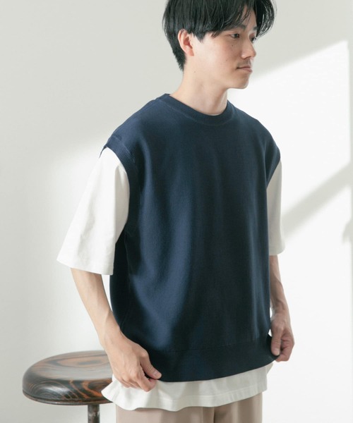 ITEMS URBANRESEARCH（アイテムズ アーバンリサーチ）の「マシンウォッシャブル リネンタッチニットベスト（ベスト・メンズ・ベージュ/ネイビー/ブラック・MEDIUM/LARGE）」の7枚目の写真