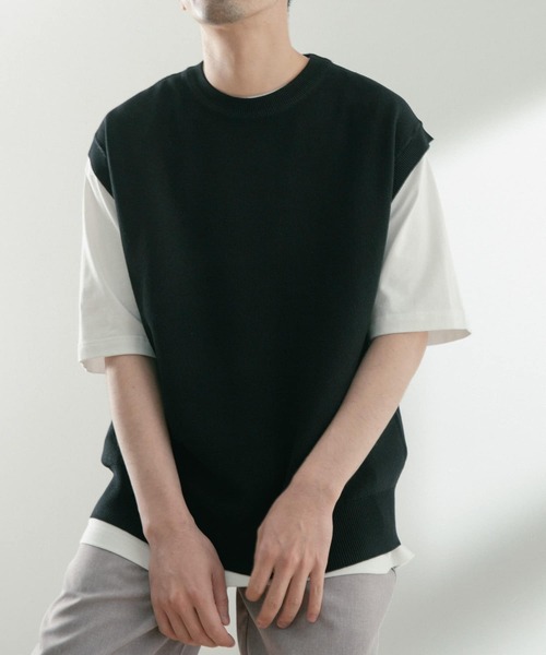 ITEMS URBANRESEARCH（アイテムズ アーバンリサーチ）の「マシンウォッシャブル リネンタッチニットベスト（ベスト・メンズ・ベージュ/ネイビー/ブラック・MEDIUM/LARGE）」の9枚目の写真