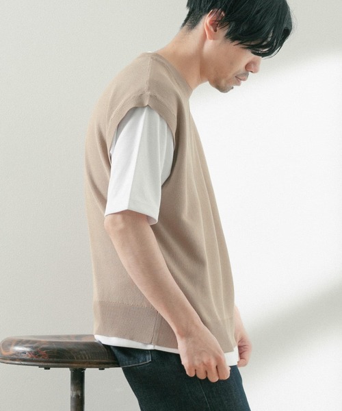 ITEMS URBANRESEARCH（アイテムズ アーバンリサーチ）の「マシンウォッシャブル リネンタッチニットベスト（ベスト・メンズ・ベージュ/ネイビー/ブラック・MEDIUM/LARGE）」の12枚目の写真