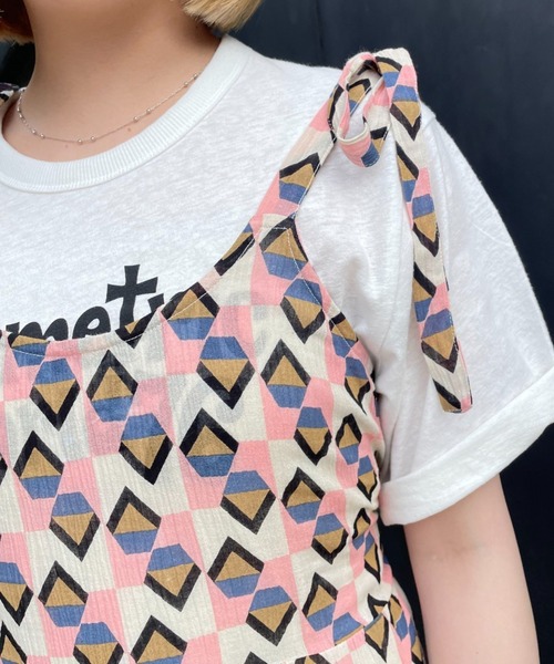 CIAOPANIC（チャオパニック）の「幾何学柄2WAYキャミワンピース（ワンピース・レディース・ホワイト/ベージュ・FREE）」の17枚目の写真