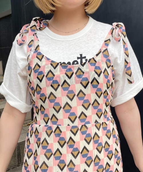 CIAOPANIC（チャオパニック）の「幾何学柄2WAYキャミワンピース（ワンピース・レディース・ホワイト/ベージュ・FREE）」の16枚目の写真