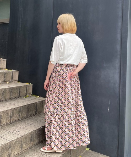 CIAOPANIC（チャオパニック）の「幾何学柄2WAYキャミワンピース（ワンピース・レディース・ホワイト/ベージュ・FREE）」の9枚目の写真