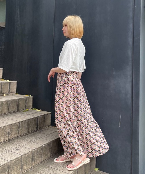 CIAOPANIC（チャオパニック）の「幾何学柄2WAYキャミワンピース（ワンピース・レディース・ホワイト/ベージュ・FREE）」の8枚目の写真