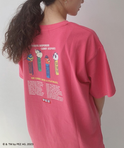 AS KNOW AS plus(アズノゥアズプラス)の「○アクリルキーホルダー付き PEZ Tシャツ【PEZ/ペッツ】(Tシャツ/カットソー・レディース・オフホワイト/ブルー/ピンク/スミクロ/イエロー系/ホワイト系/サックスブルー系/ブラック系/オートミール/ホワイト系1/ブラック系1/パープル系1/アイボリー系1/アイボリー系2/ブラック系2/ホワイト系2/オレンジ系2・FREE)」の16枚目の写真