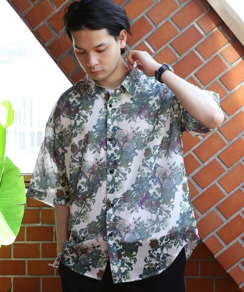 8(eight)(エイト)の「総柄シアーシャツ(シャツ/ブラウス・メンズ・ホワイト/アイボリー/ブラック系その他2/ブルー/ホワイト系その他/グレー/ブラック系その他/ブラック・LARGE/MEDIUM)」の2枚目の写真