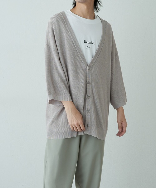 COLONY 2139（コロニートゥーワンスリーナイン）の「リネンタッチ半袖カーディガン（カーディガン/ボレロ・メンズ・ネイビー/ライトグレー/アイボリー/サックスブルー・MEDIUM/LARGE）」の2枚目の写真