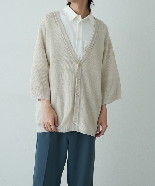 COLONY 2139（コロニートゥーワンスリーナイン）の「リネンタッチ半袖カーディガン（カーディガン/ボレロ・メンズ・ネイビー/ライトグレー/アイボリー/サックスブルー・MEDIUM/LARGE）」の20枚目の写真