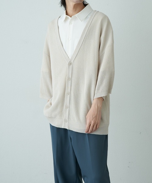 COLONY 2139（コロニートゥーワンスリーナイン）の「リネンタッチ半袖カーディガン（カーディガン/ボレロ・メンズ・ネイビー/ライトグレー/アイボリー/サックスブルー・MEDIUM/LARGE）」の15枚目の写真