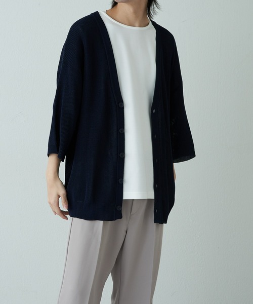 COLONY 2139（コロニートゥーワンスリーナイン）の「リネンタッチ半袖カーディガン（カーディガン/ボレロ・メンズ・ネイビー/ライトグレー/アイボリー/サックスブルー・MEDIUM/LARGE）」の21枚目の写真