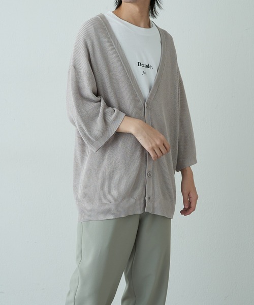 COLONY 2139（コロニートゥーワンスリーナイン）の「リネンタッチ半袖カーディガン（カーディガン/ボレロ・メンズ・ネイビー/ライトグレー/アイボリー/サックスブルー・MEDIUM/LARGE）」の10枚目の写真